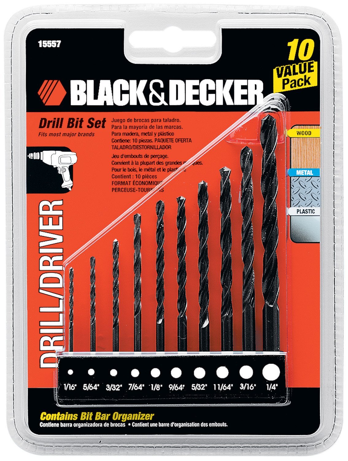 Black Decker 15557 Drill Bit Set 10-Piece