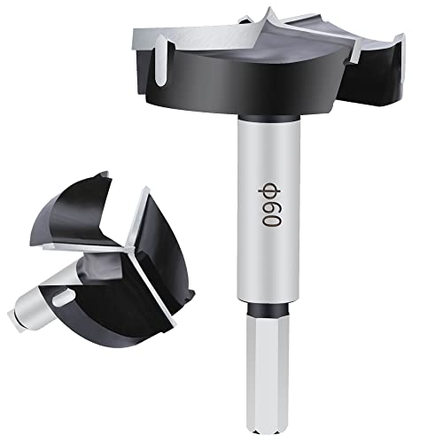 ASNOMY Carbide Forstner Drill Bit, 23/8Inch Upgrade 3Cutter Forstner Bit