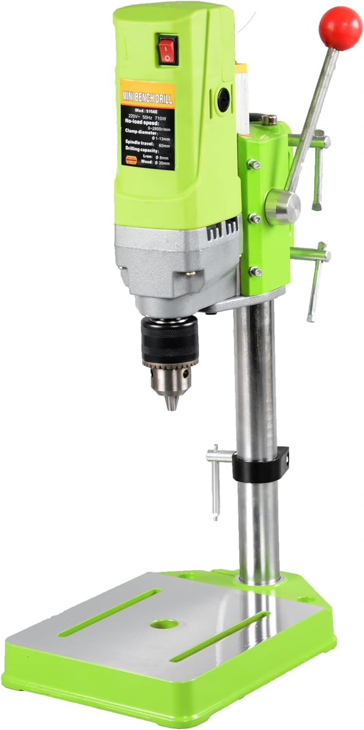 BHTOP Mini Bench Stand, 710 W Electric Drilling Machine, Portable Workbench Drilling Machine Drill Chuck 1-13mm