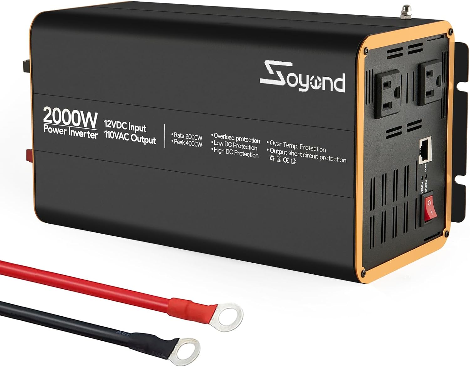 Soyond 2000w Power Inverter 12V DC to 110V AC Modified Sine Wave Inverter