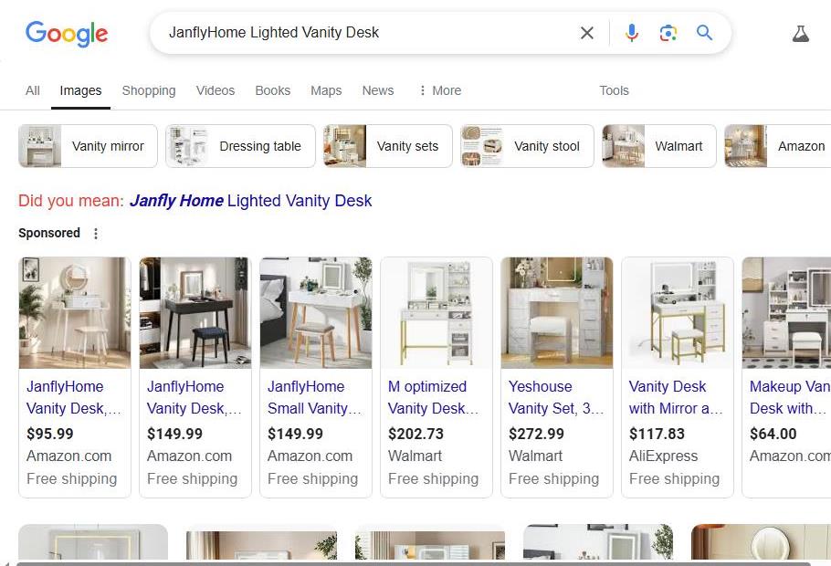 JanflyHome Lighted Vanity Desk Options Online