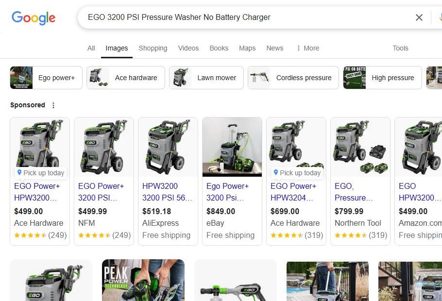 EGO 3200 PSI Pressure Washer Options