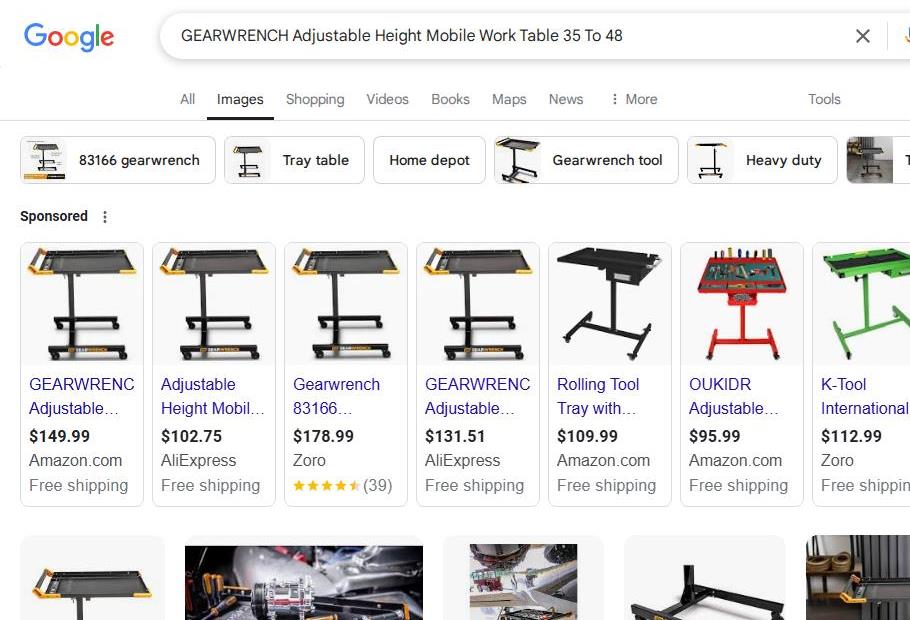 Google Search Results for Adjustable Height Work Tables