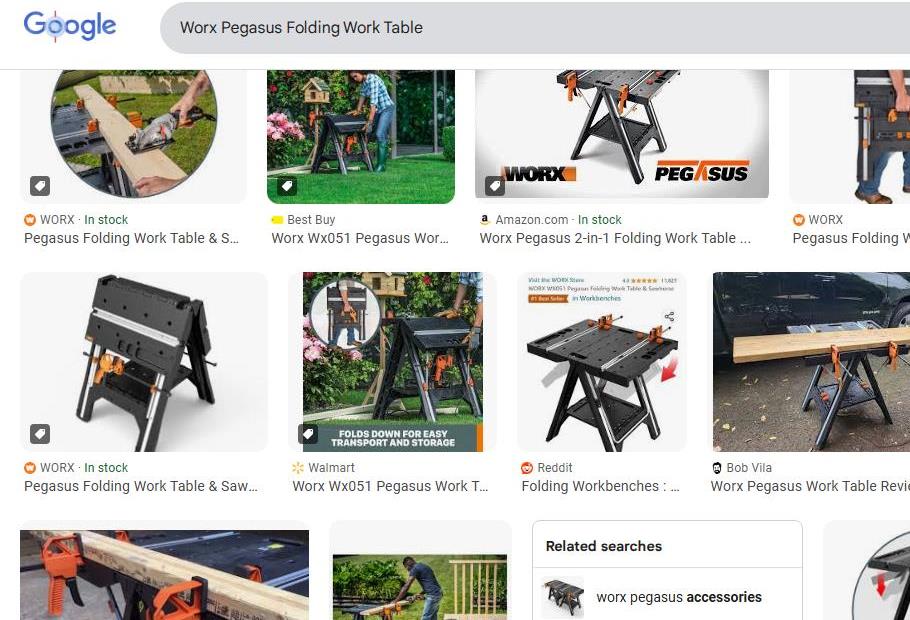 Worx Pegasus Folding Work Table Displayed in Multiple Contexts