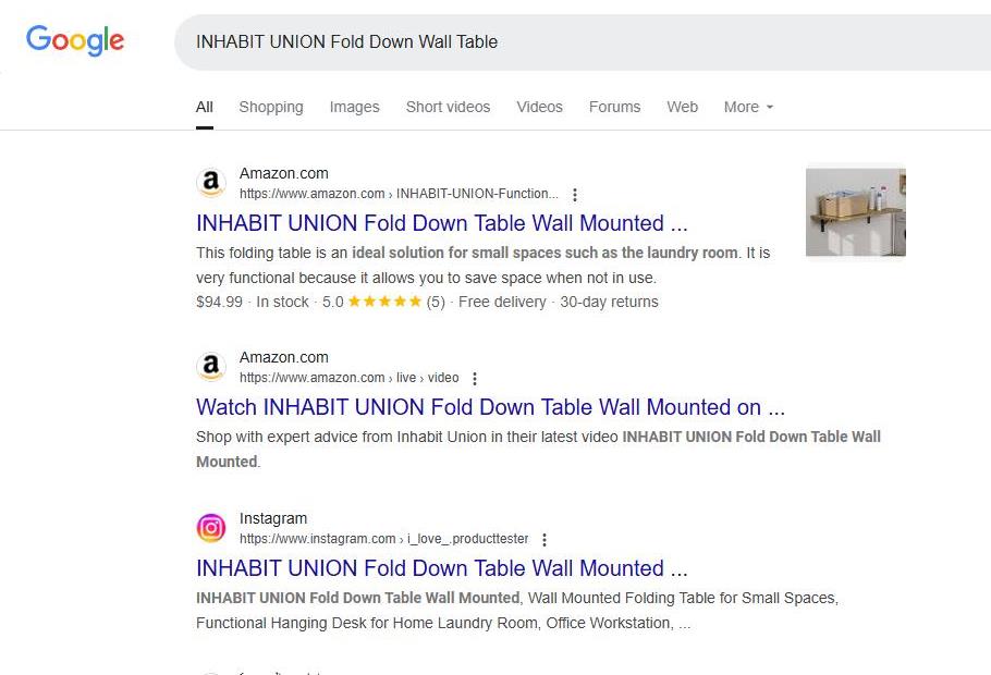Online Search Results for Inhabit Union Folding Wall Table