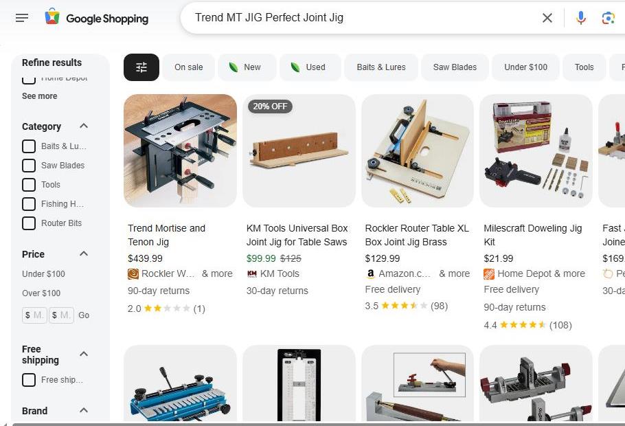 Google Shopping Search for Trend MT/JIG Mortise and Tenon Jig