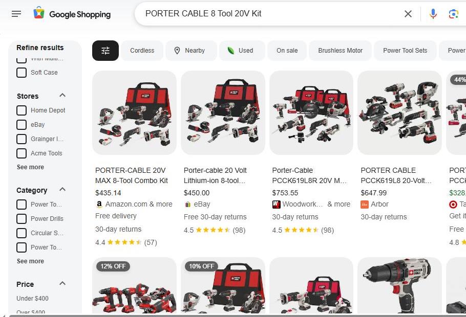 Porter-Cable 8-Tool 20 Volt Combo Kit Options