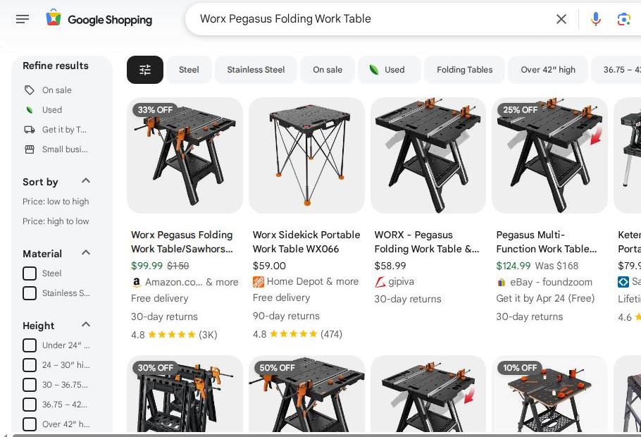 Worx Pegasus Folding Work Table and Similar Products Online