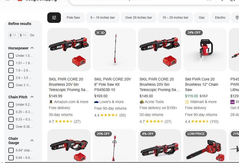 SKIL Telescopic Chainsaw Options Available Online
